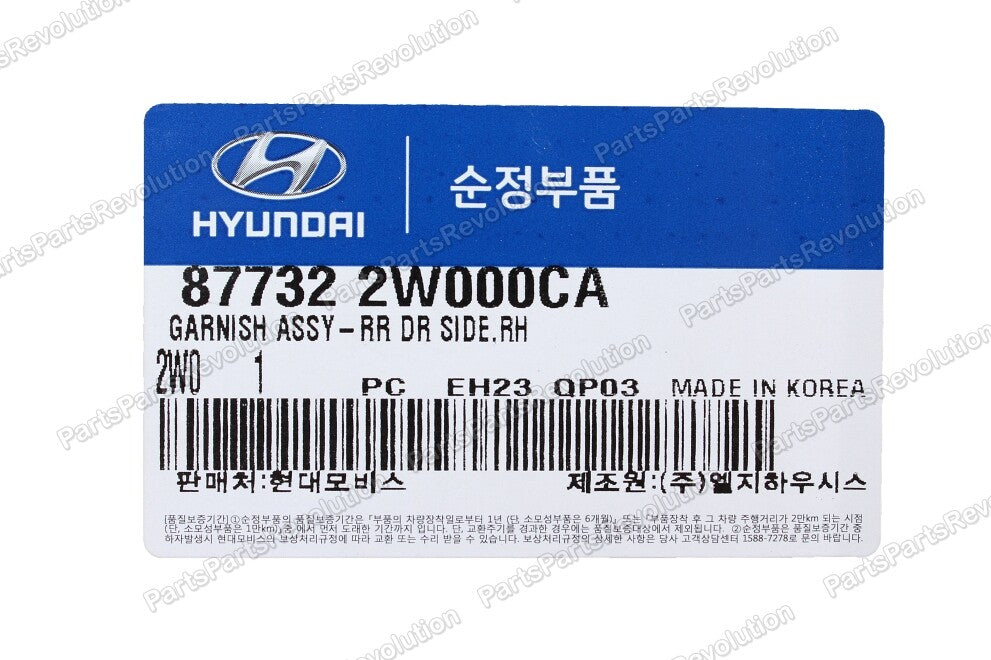 Door Molding Rear Right 877322W000CA for Hyundai SantaFe Sport 2013-2018