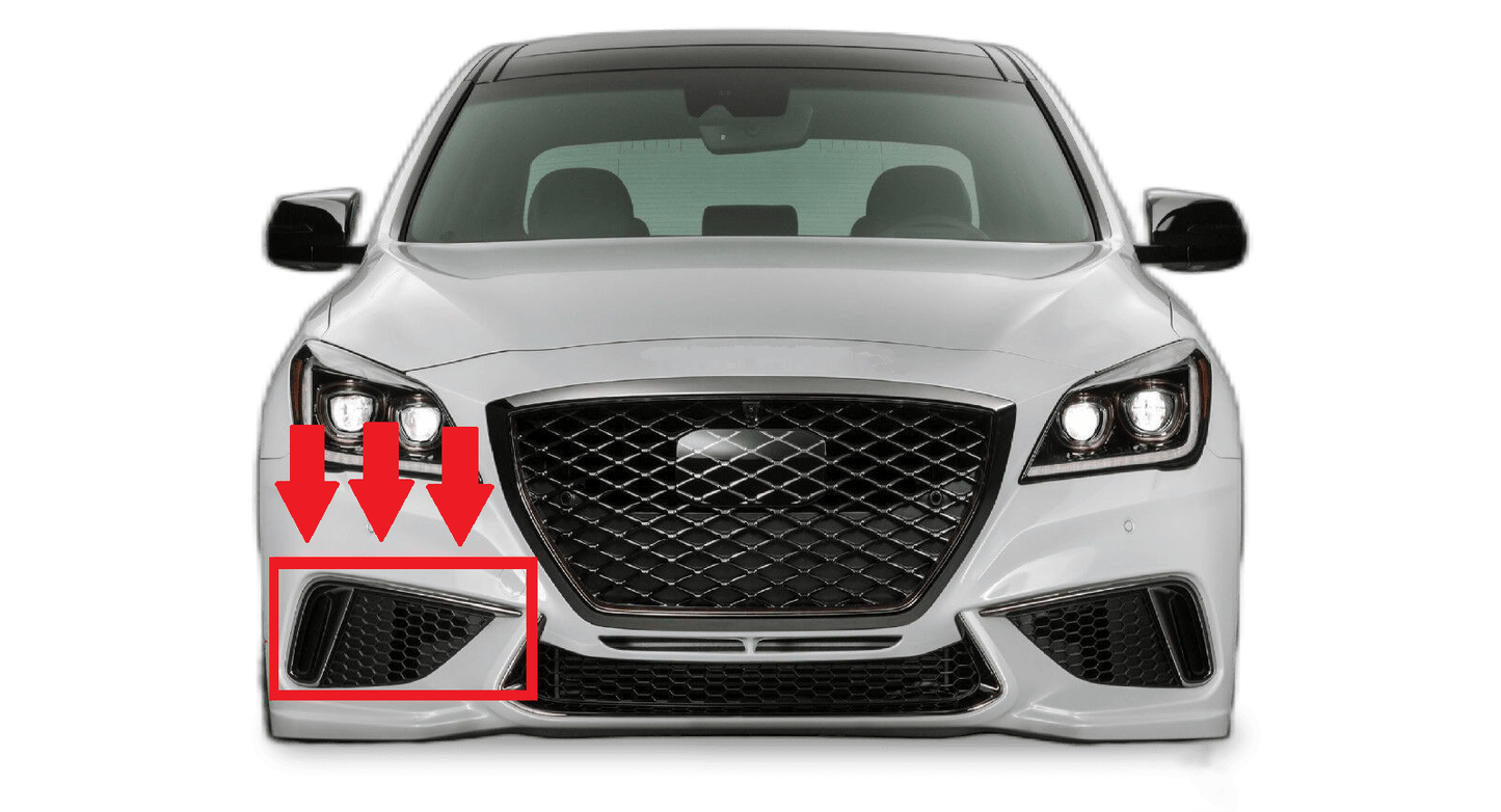 GENUINE Right Side Fog Light Grille & Chrome Molding for Genesis G80 Sport 17-20