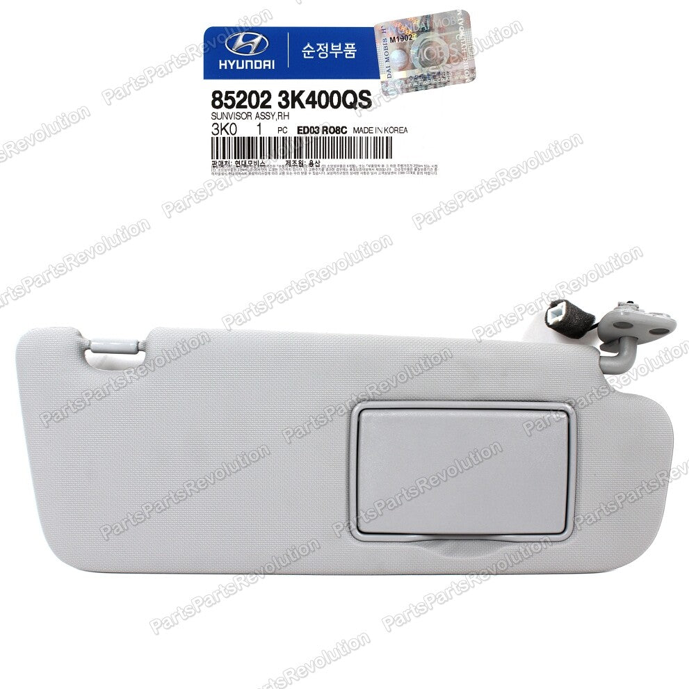 GENUINE Sun Visor Gray RIGHT Passenger for 06-10 Hyundai Sonata 852023K400QS