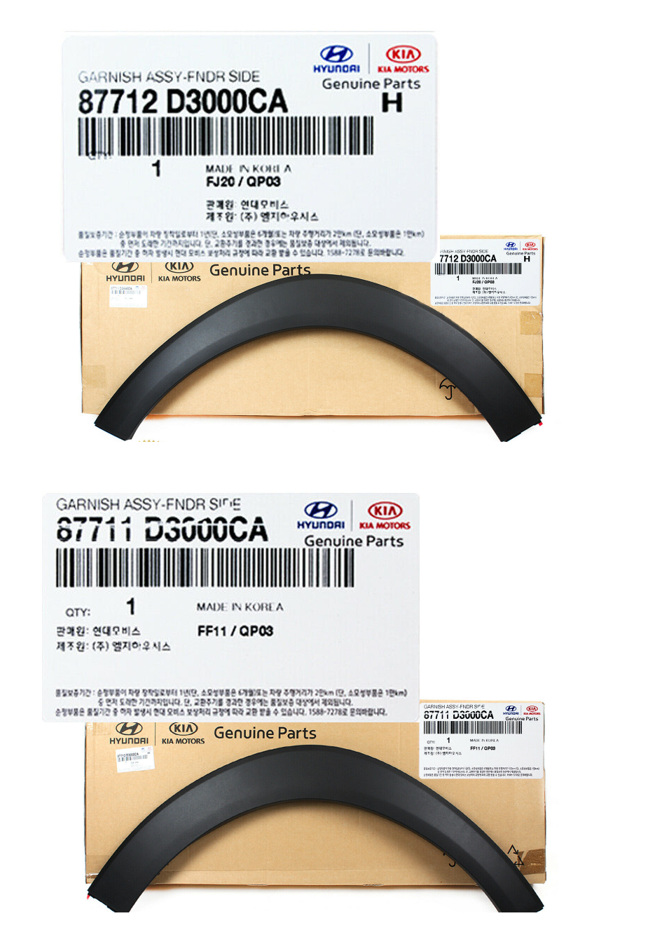 GNUINE Front Fender Wheel Molding Left & Right for Hyundai Tucson 2016-2020