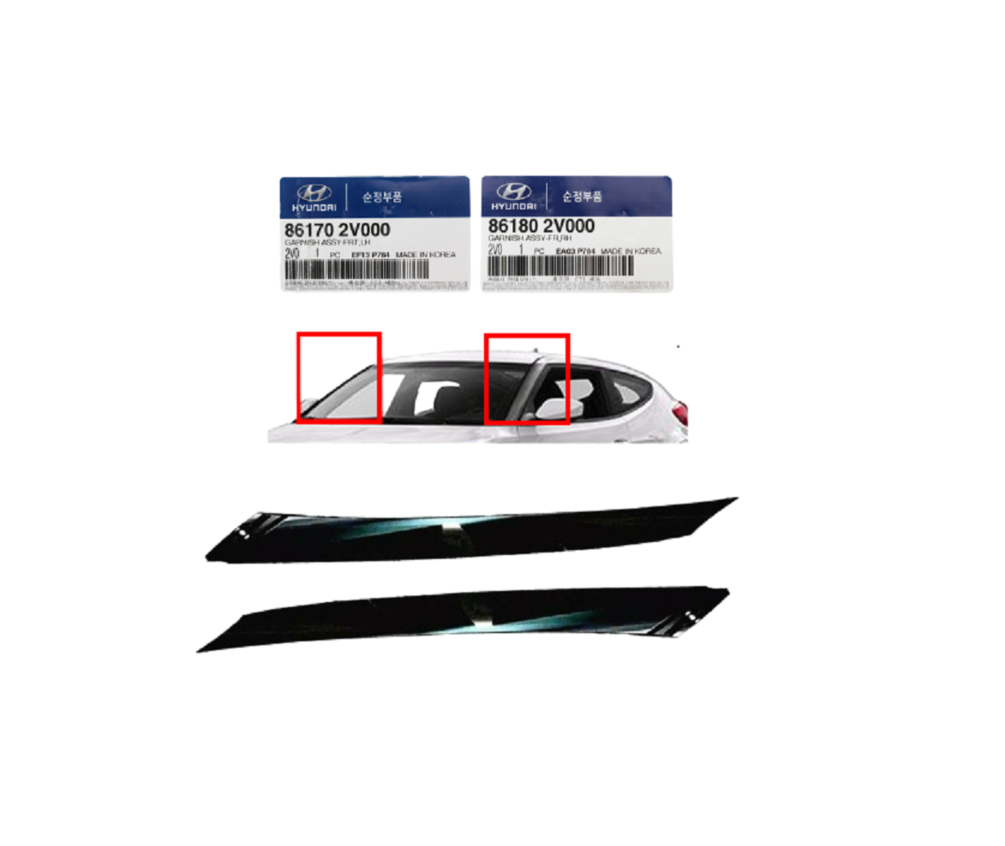 GENUINE Front Windshield Garnish Molding LH RH 2p for 11-17 Hyundai Veloster