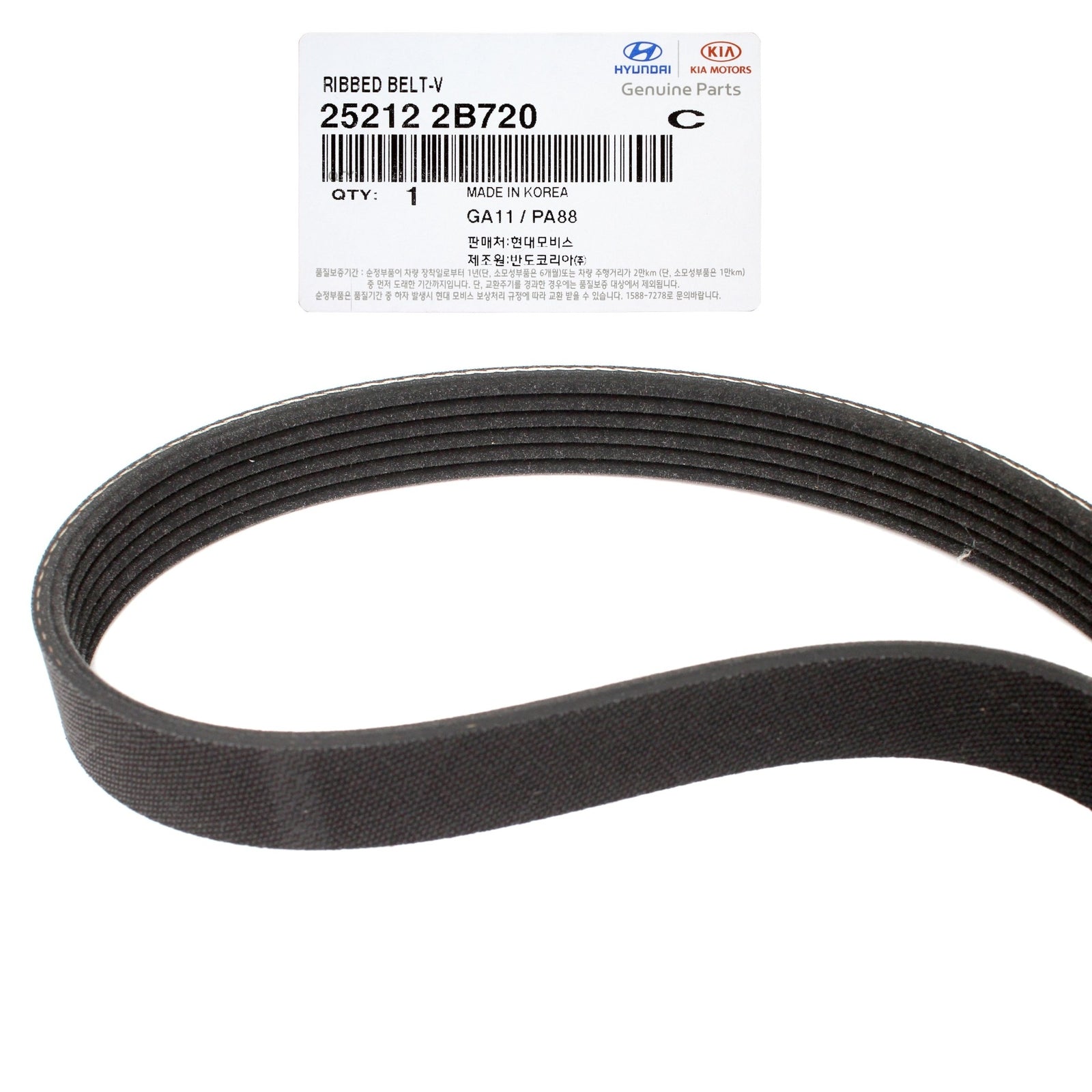 GENUINE 252122B720 Micro-V Serpentine Drive Belt for Hyundai & KIA