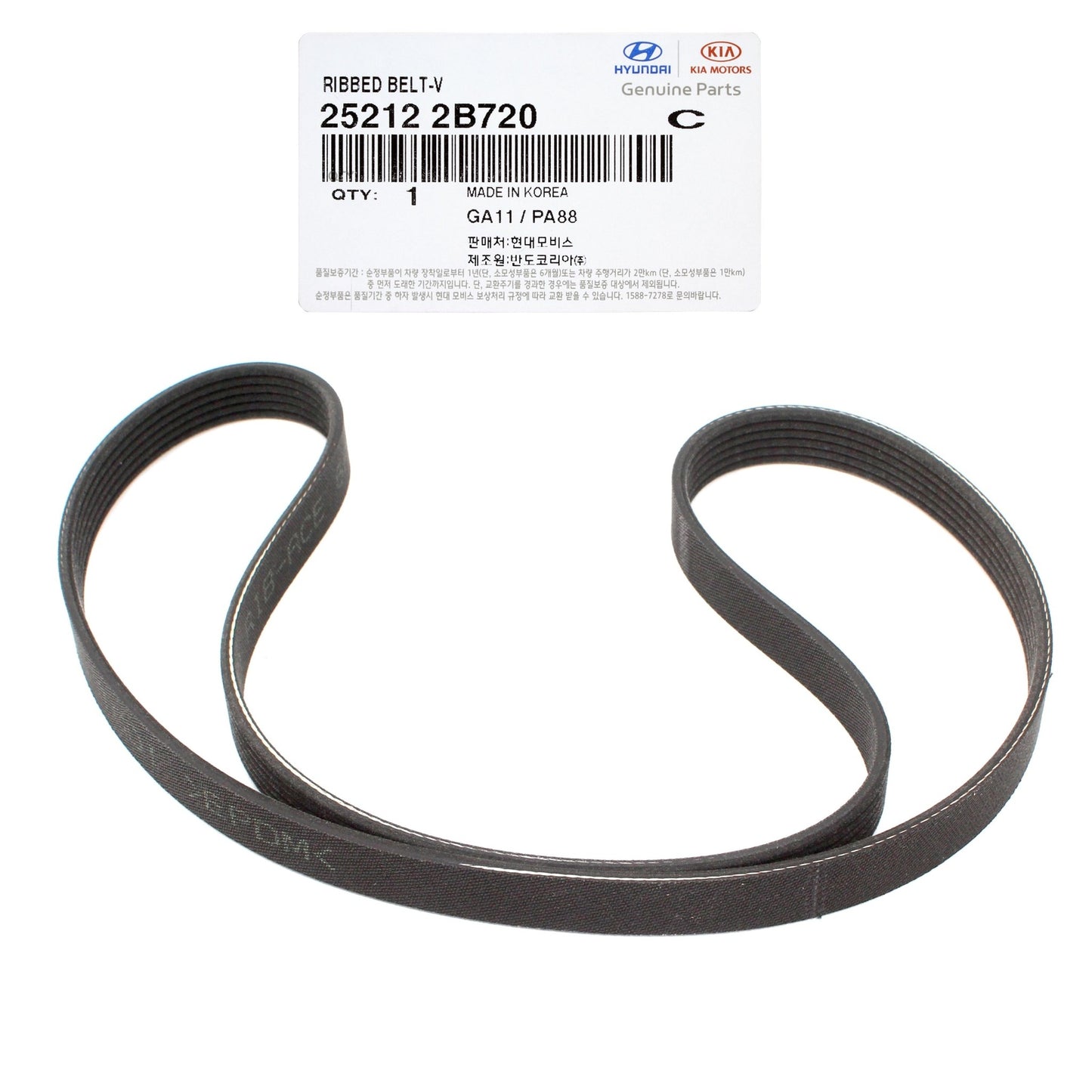 GENUINE 252122B720 Micro-V Serpentine Drive Belt for Hyundai & KIA