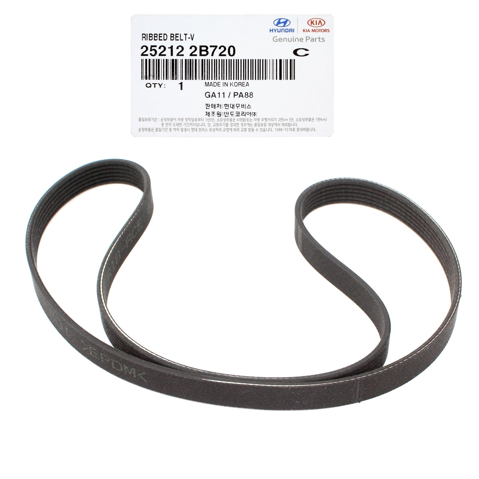 GENUINE 252122B720 Micro-V Serpentine Drive Belt for Hyundai & KIA