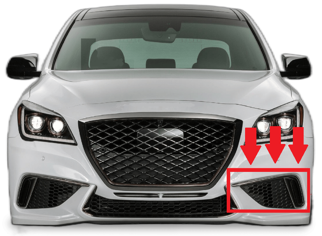 GENUINE Left Side Fog Light Grille & Chrome Molding for Genesis G80 Sport 17-20