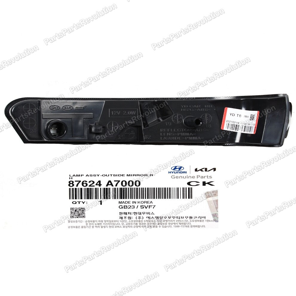 Right Side View Mirror Turn Signal light 87624-A7000 for Kia Forte 2014-2018