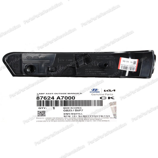 Right Side View Mirror Turn Signal light 87624-A7000 for Kia Forte 2014-2018