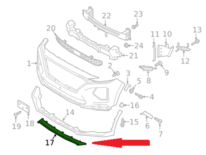 GENUINE 86577S1600 Front Bumper Skid Plate for Hyundai Santa Fe 2021-2022