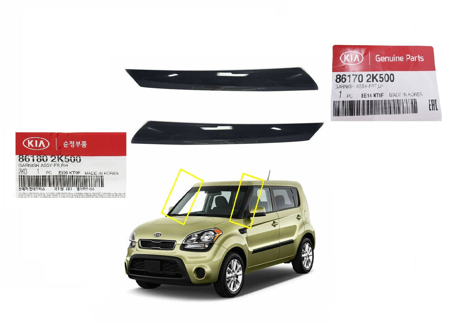 GENUINE  Left & Right Front Pillar Garnish Molding for Kia Soul 10-13 861702K500