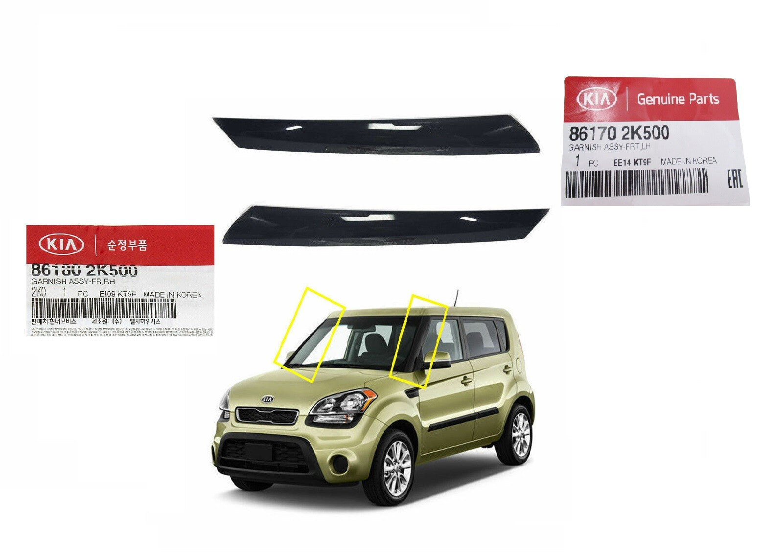 GENUINE  Left & Right Front Pillar Garnish Molding for Kia Soul 10-13 861702K500