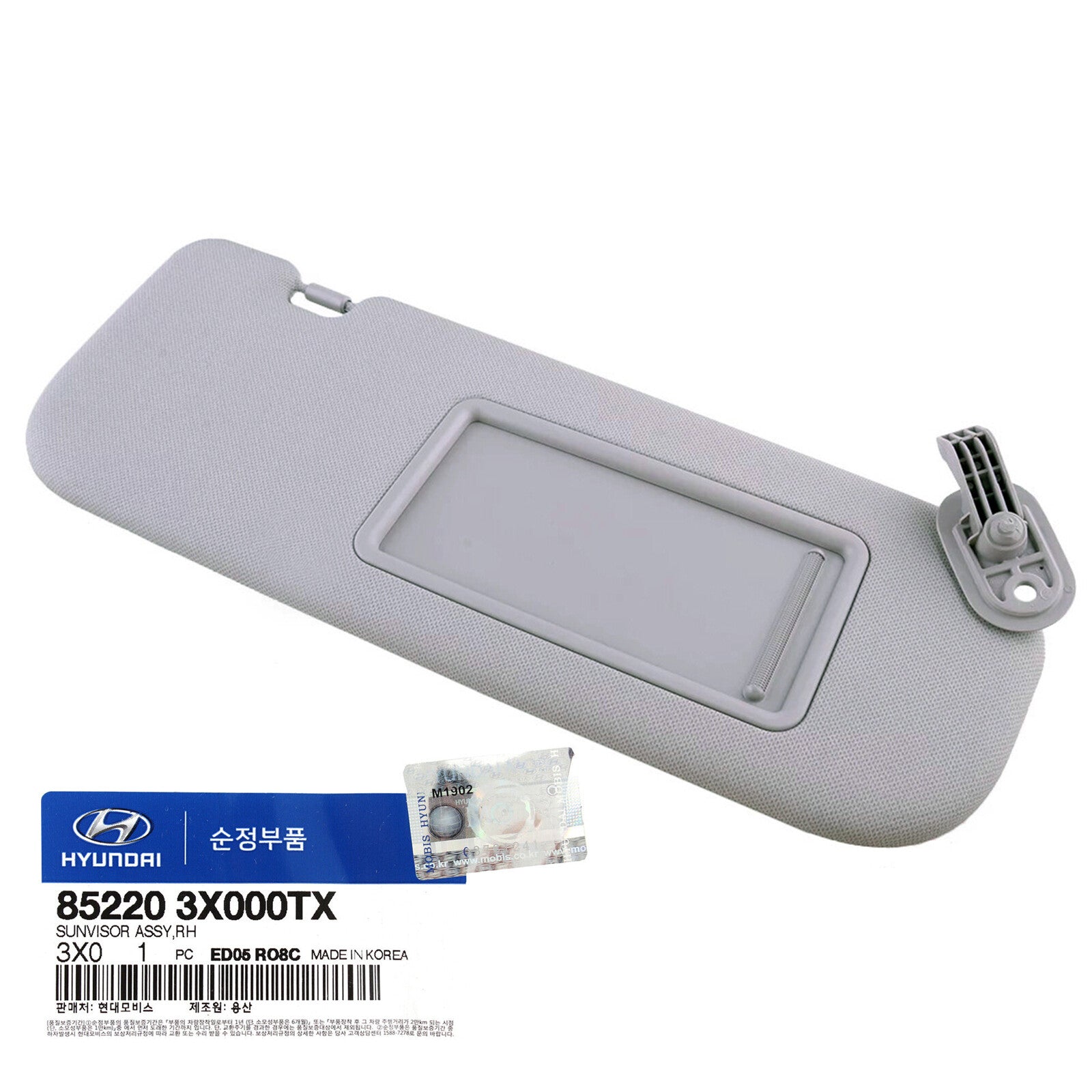 GENUINE 852203X000TX Front Right Sun Visor Gray for Hyundai Elantra MD 2011-2015